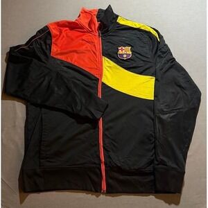FC Barcelona Soccer‎ Track Jacket Full Zip Orange Yellow Black XL